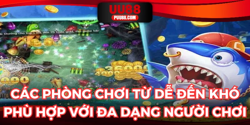 Các phòng chơi từ dễ đến khó phù hợp với đa dạng người chơi