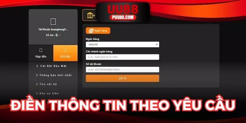 Điền thông tin theo yêu cầu của hệ thống